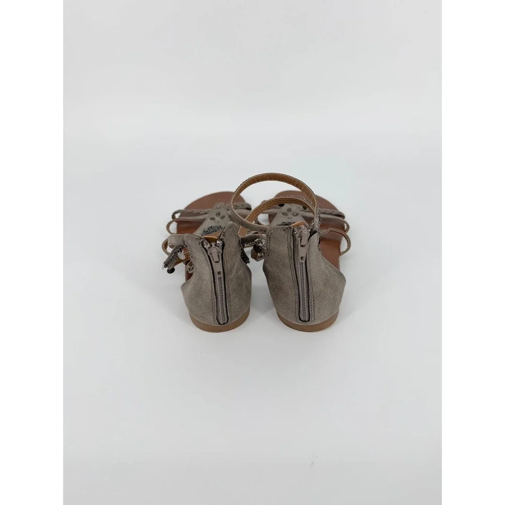 Jillypop Los Angeles Taupe Boho Gladiator Beaded Coin Sandals Womens 9M